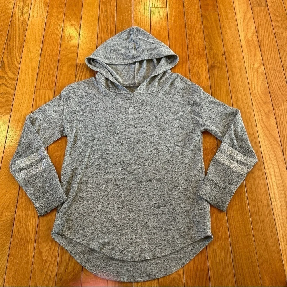 Lot of 2 Justice Sweatshirts Size 8 Gray Fuzzy Glitter S’mores Campfire Lattes